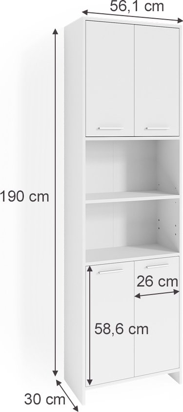 Vicco Maris Badkamerkast – 56.1 x 190 cm Wit