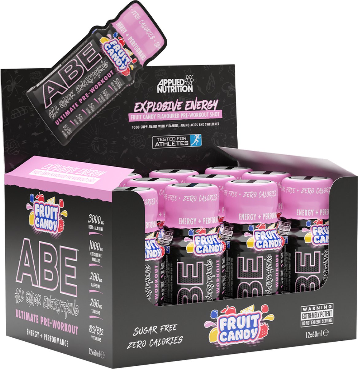 Goedkoopste Applied Nutrition - ABE Ultimate Pre-Workout Shot (Fruit Candy - 12 x 60 ml