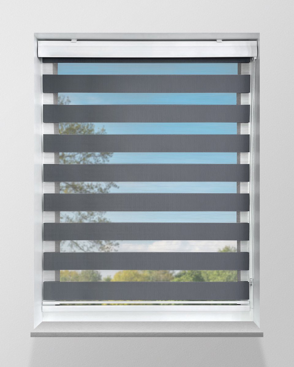 Duo Rolgordijn Lichtdoorlatend - Grijs - 95x240cm - Op maat gemaakt