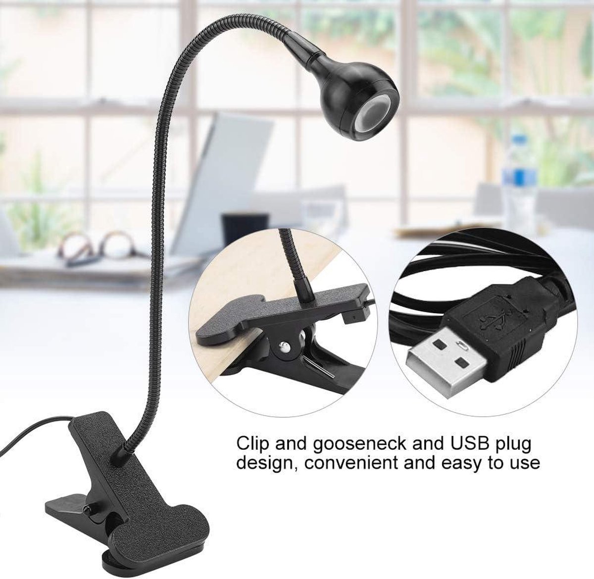 Leeslampje Clip on USB 2 kleurenmodi LED 360 ° flexibele zwanenhals boeklicht-oogbescherming-Verstelbare opvouwbare draagbare tafellamp voor slaapkamer studeerkamer kantoor make-up-Zwart Warm — cadeau in Gadgets - foto 6