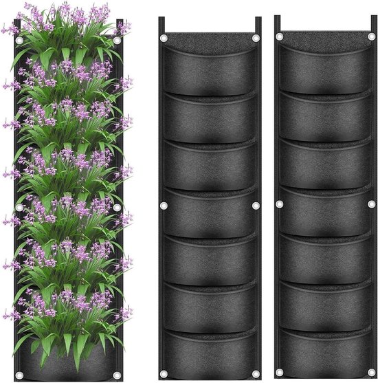 Hillylolly Wandplantenzak, 25 zakken, 100 x 100 cm, wandkweekzakken, hangende bloempot voor buiten, verticaal van vilt
