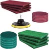 Ensemble de nettoyage de tampons à récurer - 10 pièces de tampons à récurer - accessoire de brosse de forage - brosse pour tapis - cuisine de salle de bain - 20 pièces d'épurateur avec poignée