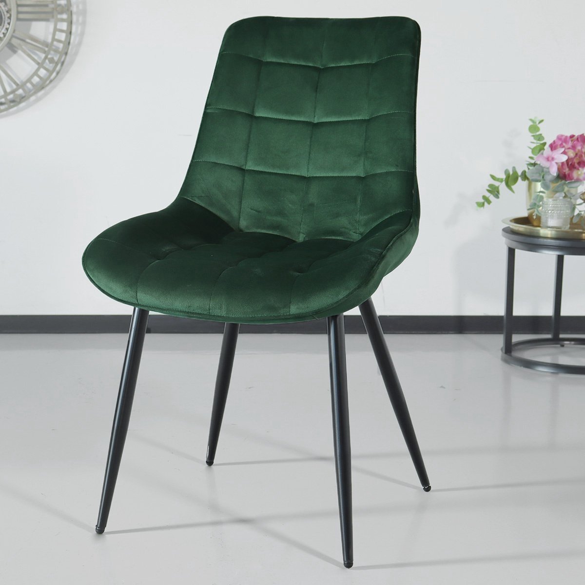 Lizzely Garden & Living SET DEAL: 6 stuks Eetkamerstoel De Vince donkergroen velvet eetstoel zetel