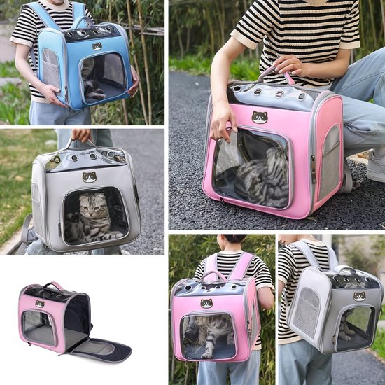 Bovista Chats Sac à dos - Panier de voyage Chats - Animal de compagnie - Transports - Sac de voyage Chat - Sac de transport Chat - Sac de transport Chat - Chiens - Grijs