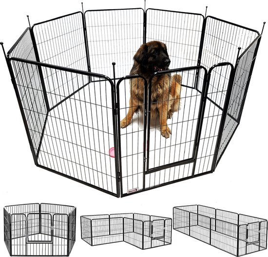 Foto: Maxxpet puppyren hondenbench hondenren puppyren met 8 kennelpanelen staal 80 x 100 cm 210 cm