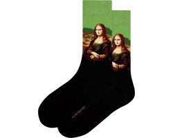 Kunst sokken - Mona Lisa: Leonardo da Vinci - Sokken Heren 41 46 - Biologisch Katoenen Sokken - funny socks happy - Vrolijke Sokken - Grappige Sokken - Sokken Cadeau