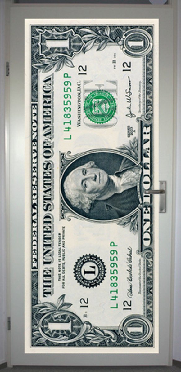 Deurposter 'One dollar' - deursticker 75x195 cm - recto