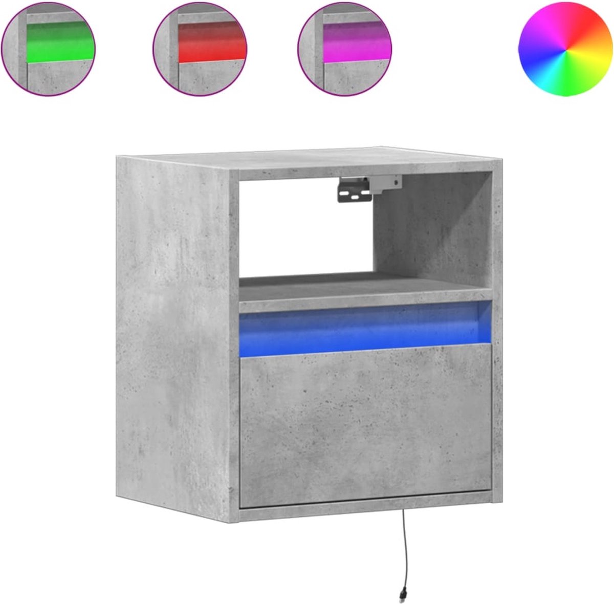 vidaXL - Tv-wandmeubel - met - LED-verlichting - 41x31x45 - cm - betongrijs