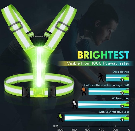 Gilet de course réfléchissant avec éclairage LED - Gilet de sécurité avec Siècle