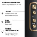 Close-up van de Navado Easystyler Pro met pictogrammen voor cold shot, blaasstanden en variabele temperatuurregeling.