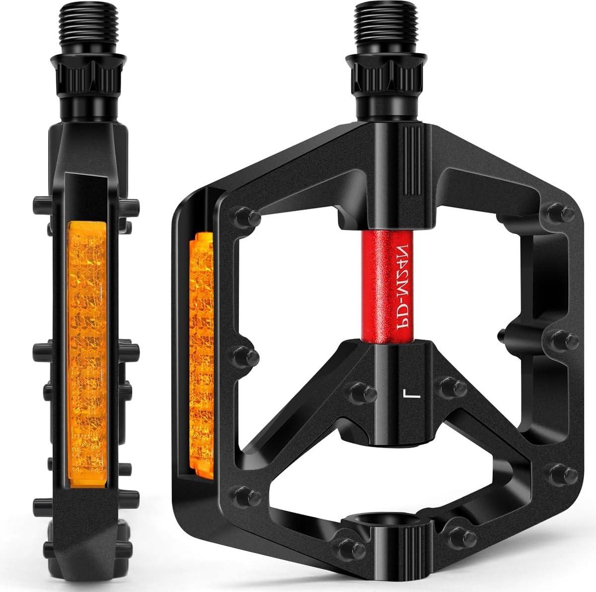 Fietspedalen MTB 9/16 inch met reflecterende strepen van aluminium - universele pedalen voor mountainbike BMX racefietsen