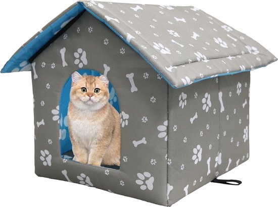 Springos Kattenhuis - Geïsoleerde Wanden - Voor Buiten - Weersbestendig - 58 X 49,5 X
