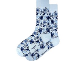 Kunst sokken - Delfts Blauw Patroon: Delfts Blauw - Sokken Heren 41 46 - Biologisch Katoenen Sokken - funny socks happy - Vrolijke Sokken - Grappige Sokken - Sokken Cadeau