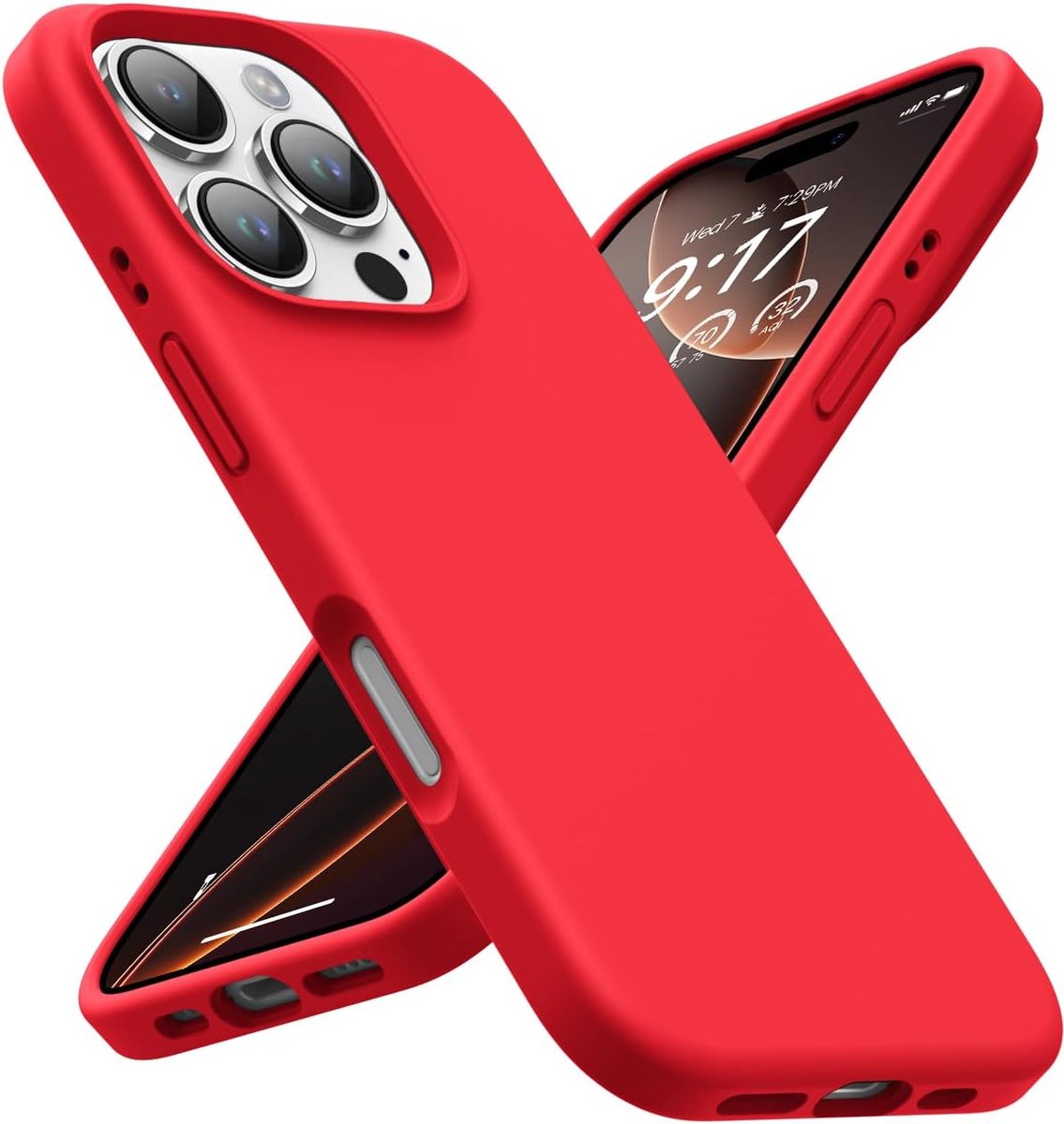 Arara Hoesje Geschikt voor iPhone 16 Pro Max Hoesje Siliconen - liquid Backcover - Rood