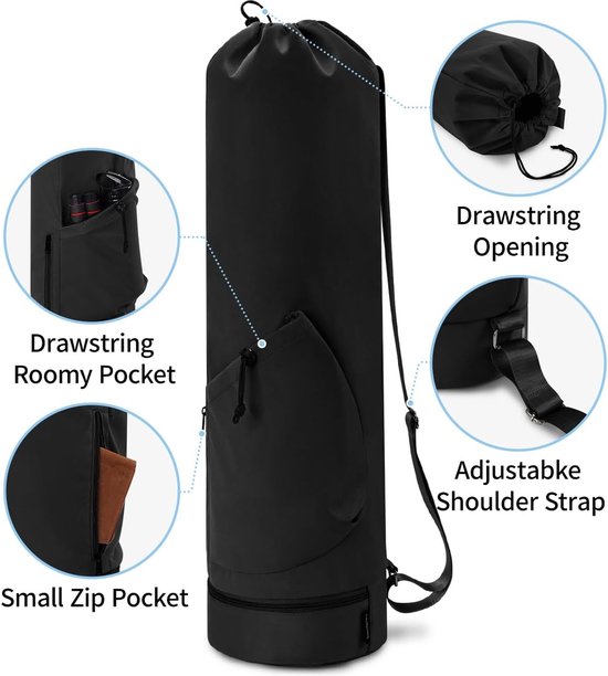Yogamat Tas Drager - Schoudertas - Sportpad-rugzak - Yogamattas - Yogamatdrager - Yogamattas met waterfleszak en natte zak aan de onderkant, sportyogamat draagt ​​multifunctionele opbergtas - 1 Stuks Zwart 78x19cm van Merkloos — afbeelding 5