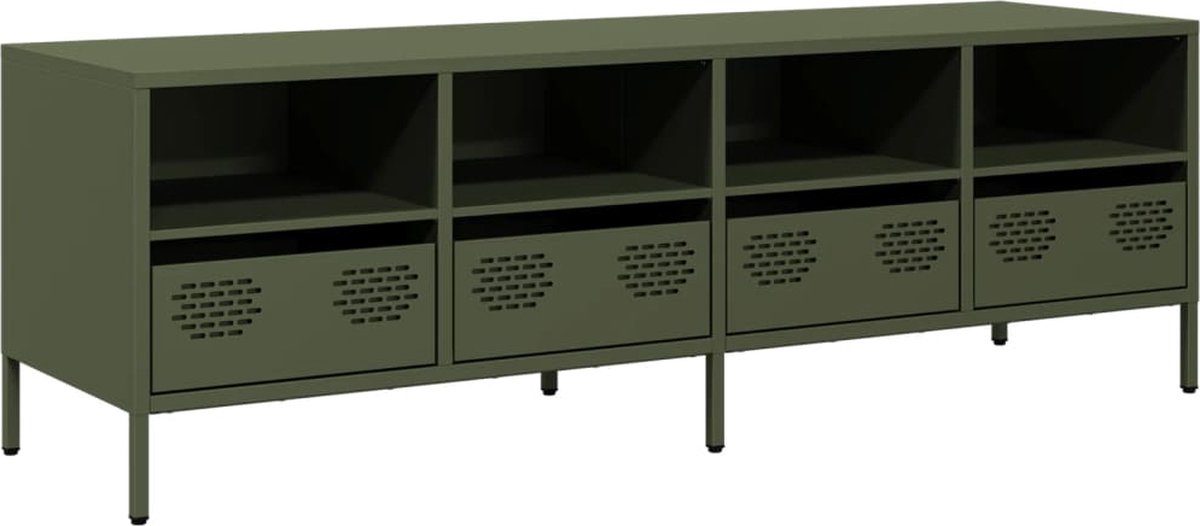 vidaXL - Tv-meubel - 135x39x43,5 - cm - koudgewalst - staal - olijfgroen