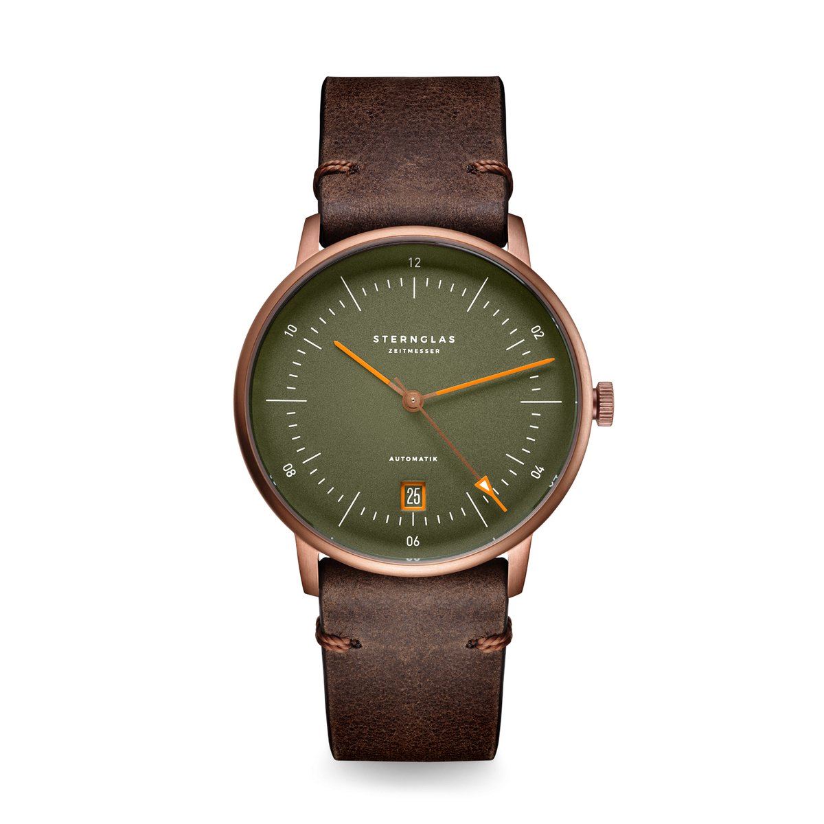 Sternglas S02-NAR19-VI17 NAOS AUTOMATIK Edition Bronze Heren Horloge - Saffierglas - Staal-Leer - Brons-Bruin - Ø 38 mm - Automatisch - Gesp