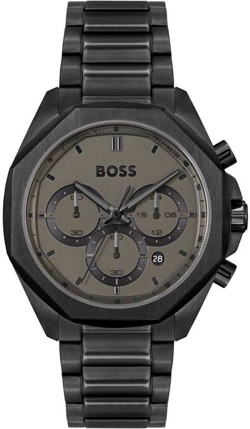 BOSS HB1514016 CLOUD Heren Horloge Mineraalglas Staal Zwart 44 mm breed . bol