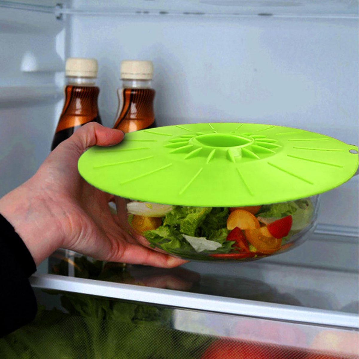 Set van 5 herbruikbare siliconen deksels met zuignap, 5 maten, stofdicht, hittebestendig, met zuigeffect voor de keuken, 5 kleuren