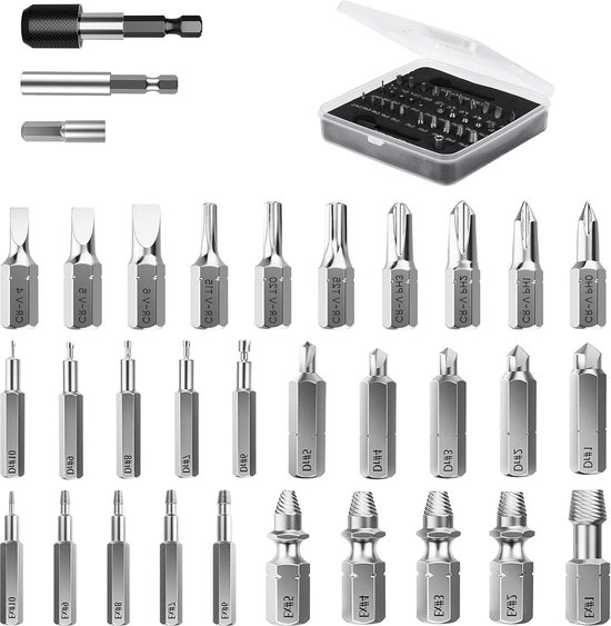 33 PCS Easy Out Stripped Screw Extractor Kit - All-purpose HSS Broken ...