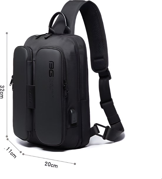 E-Shop4u® - Sac à bandoulière décontracté pour homme - Tissu Oxford - Port de chargement USB - Poche antivol - Zwart