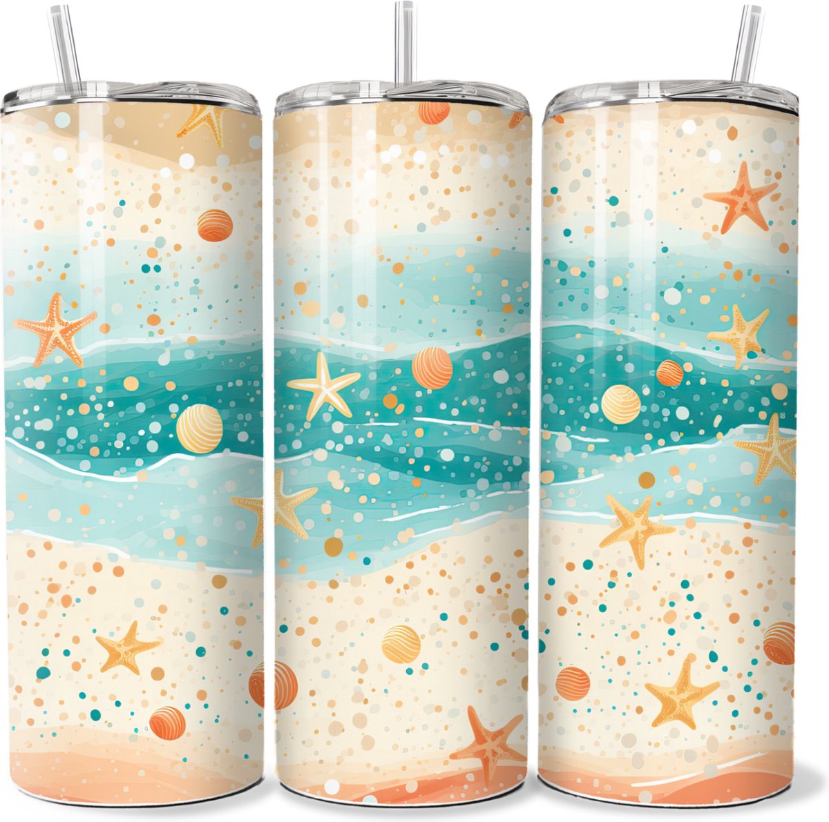 KadoDash - Tumbler - Drinkbeker - Isolatiebeker - Waterfles - Schelpen - Beach
