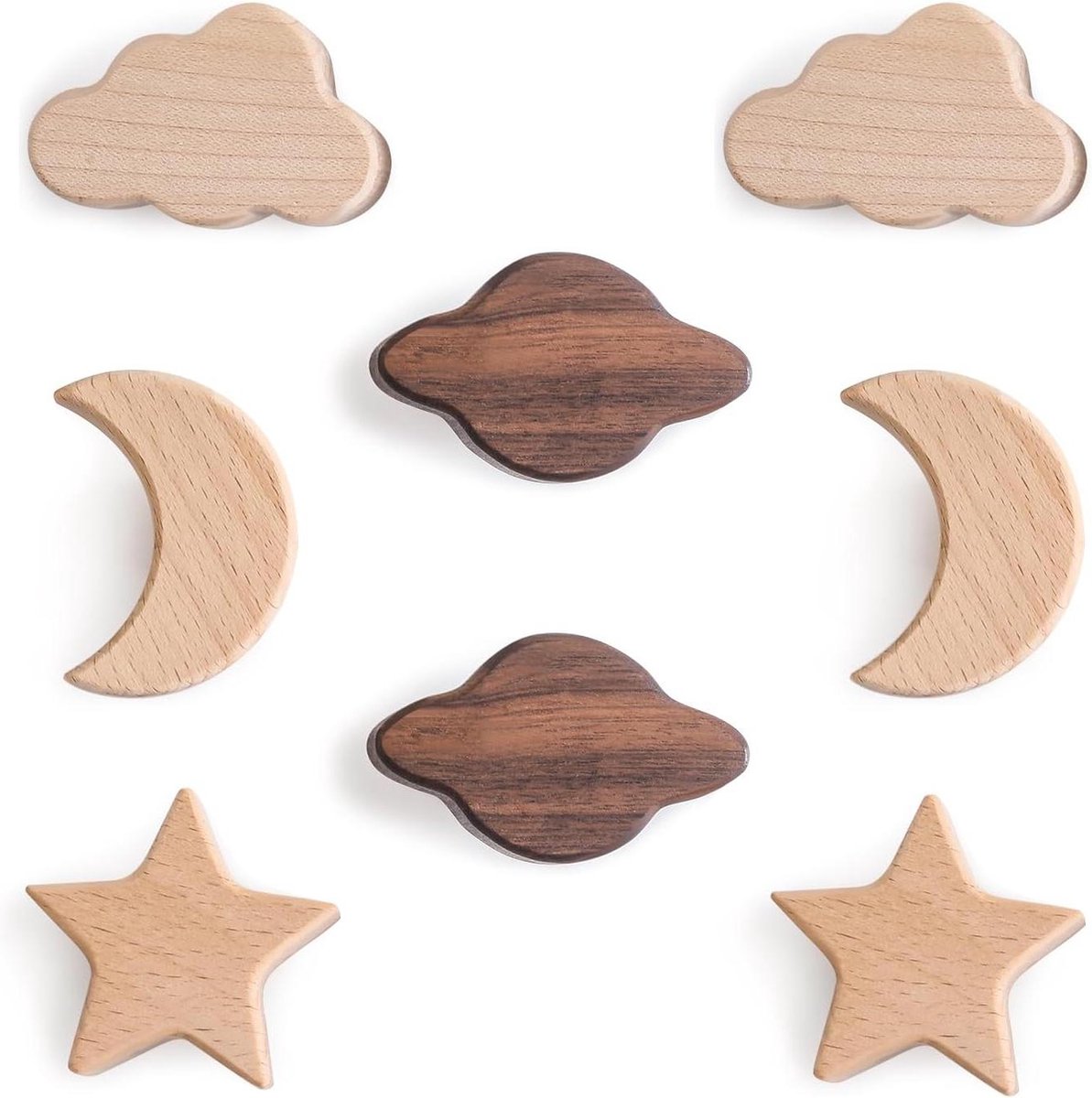8 stuks massief houten kastknoppen kinderkamer houten handgrepen zonder boren meubelknoppen met schroeven kastknoppen kinderkamer