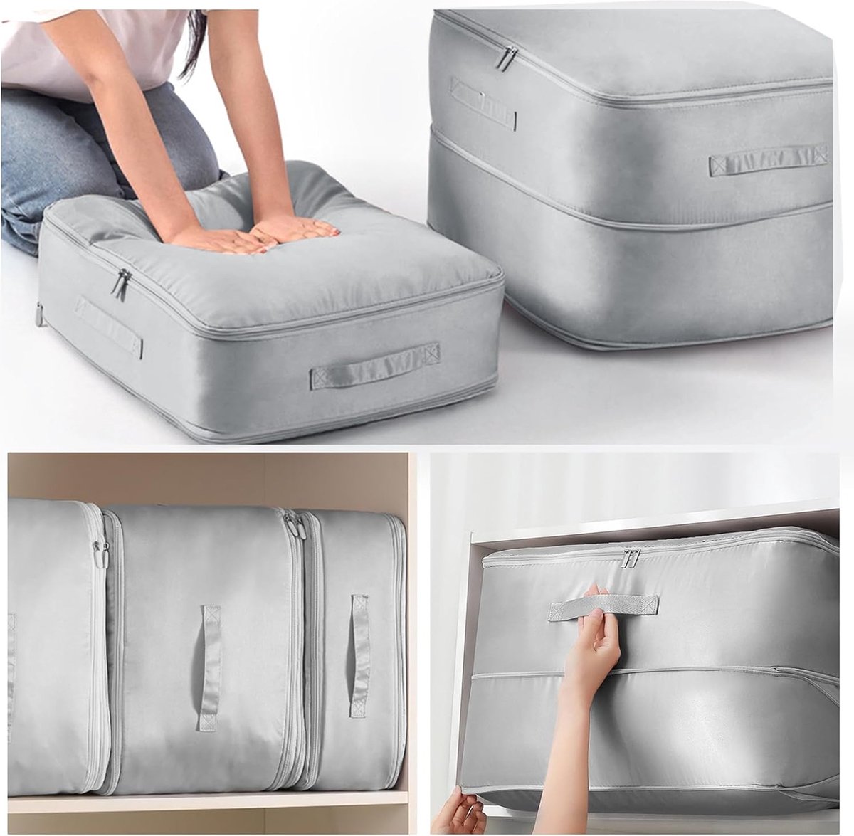 2 Sacs De Compression Voyage - Gris Taille L+XL - Pour Couettes Et Vêtements - Gain De Place 40%
