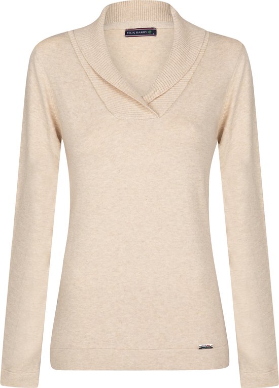 Felix Hardy Sjaalkraag Trui Sweater %100 Katoen Dames Beige L