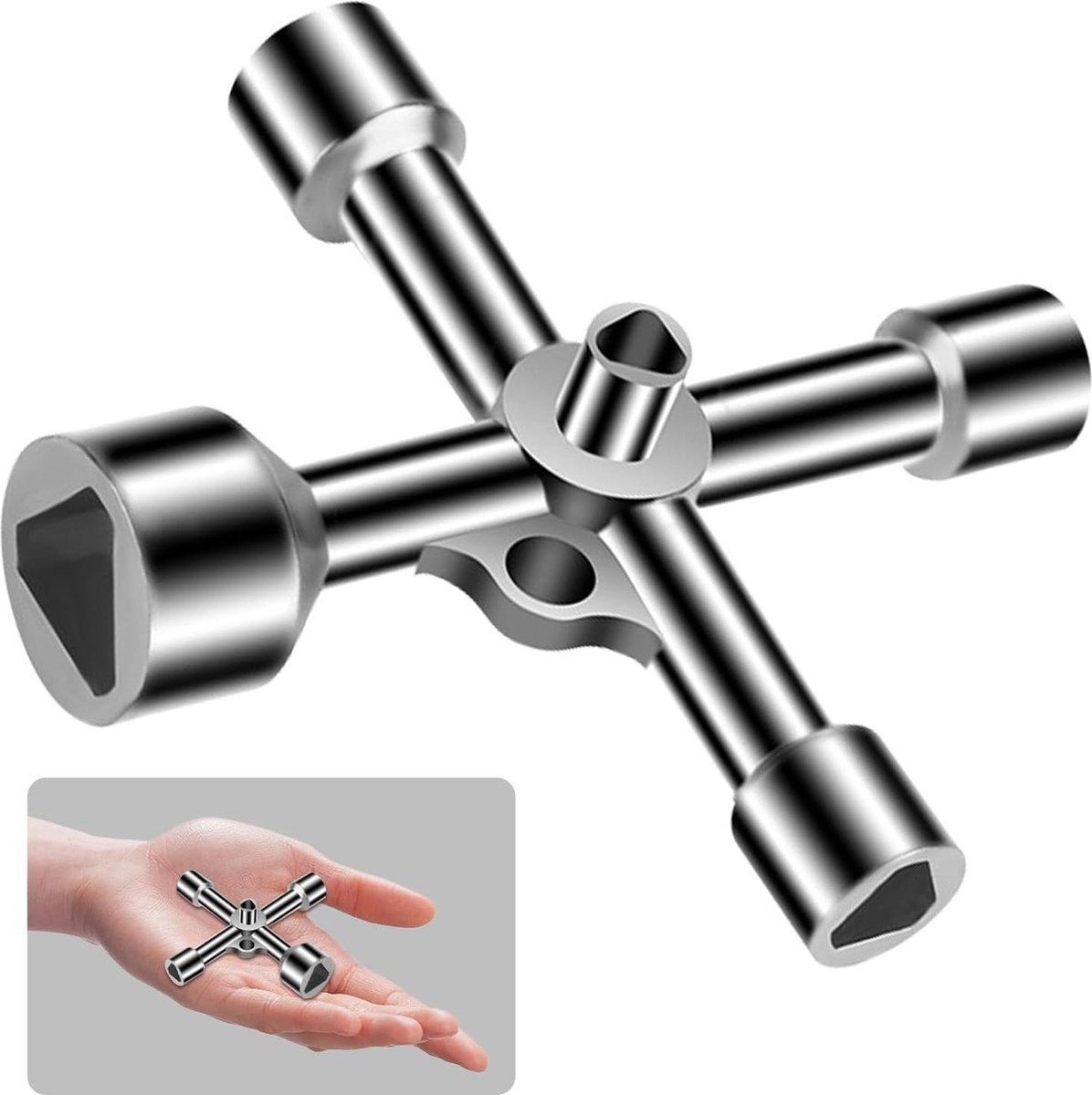 Elektrische Box Sleutel 4-weg 5 Maten 7 mm 10 mm 12 mm 13 mm 18 mm Driehoekig Zilver buitenkraan sleutel