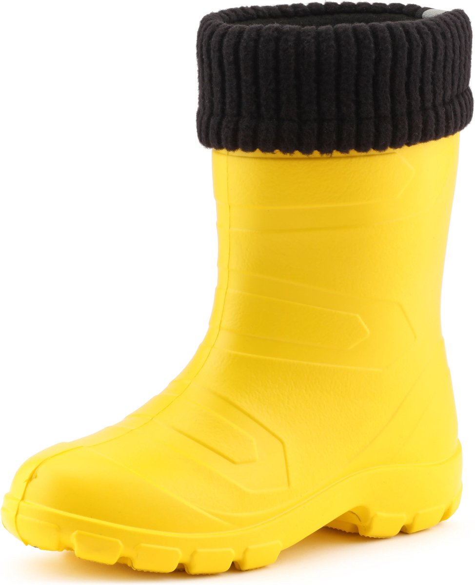 Ladeheid Kinder Regenlaarzen - Rubber - met Binnenschoen - EVA - Wasbare Binnenschoen - LA-LMG-845-AspenKids - Geel1/Zwart - 33