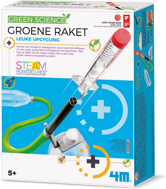 Foto: 4m experimenteerset bouw je eigen groene raket wetenschap en spel bouwpakket kidzlabs green science 5 jaar