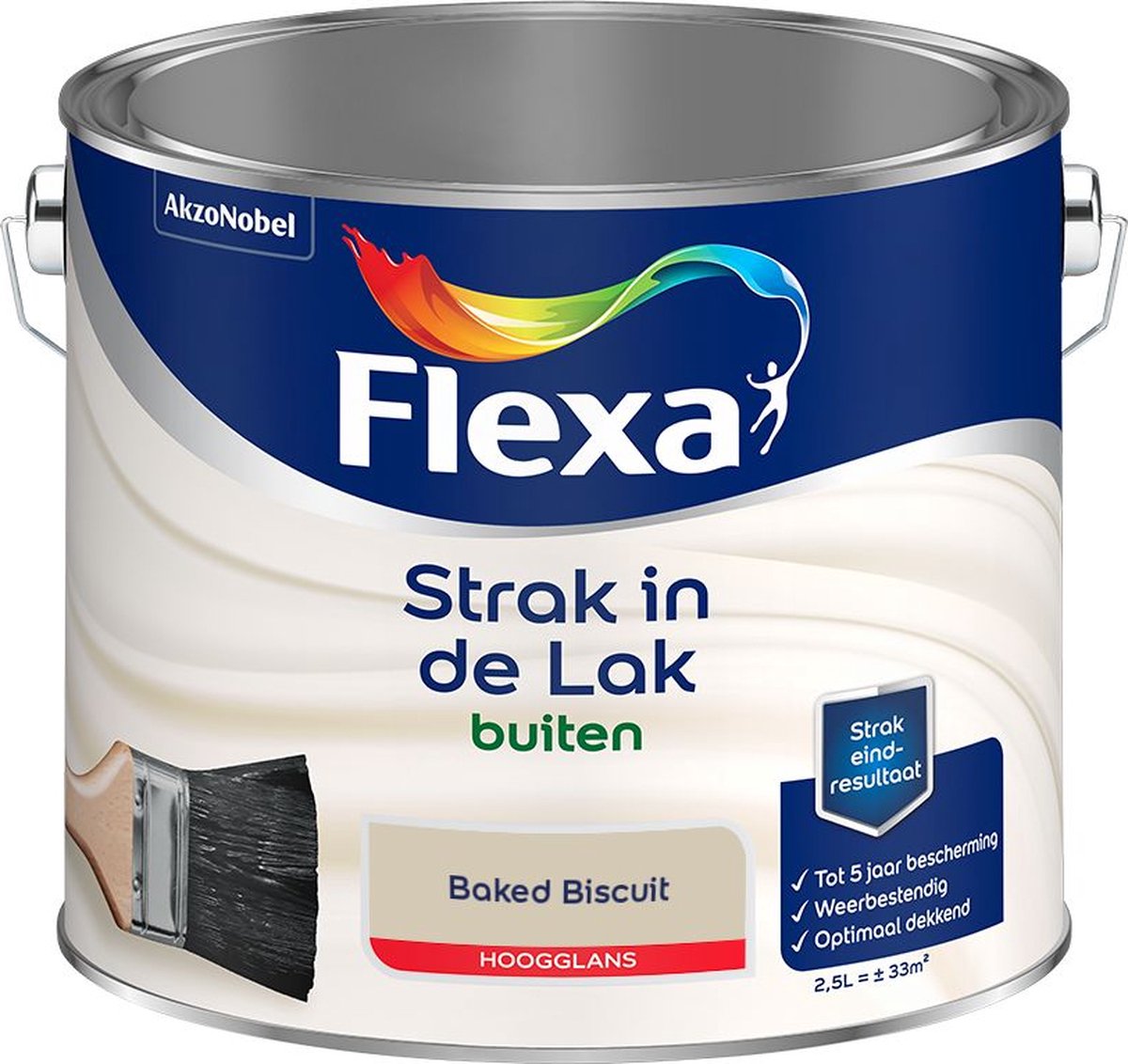 Flexa - Strak in de Lak Buitenlak Hoogglans - Baked Biscuit - Kleur van het jaar 2025 - Mengverf - 2.5 L