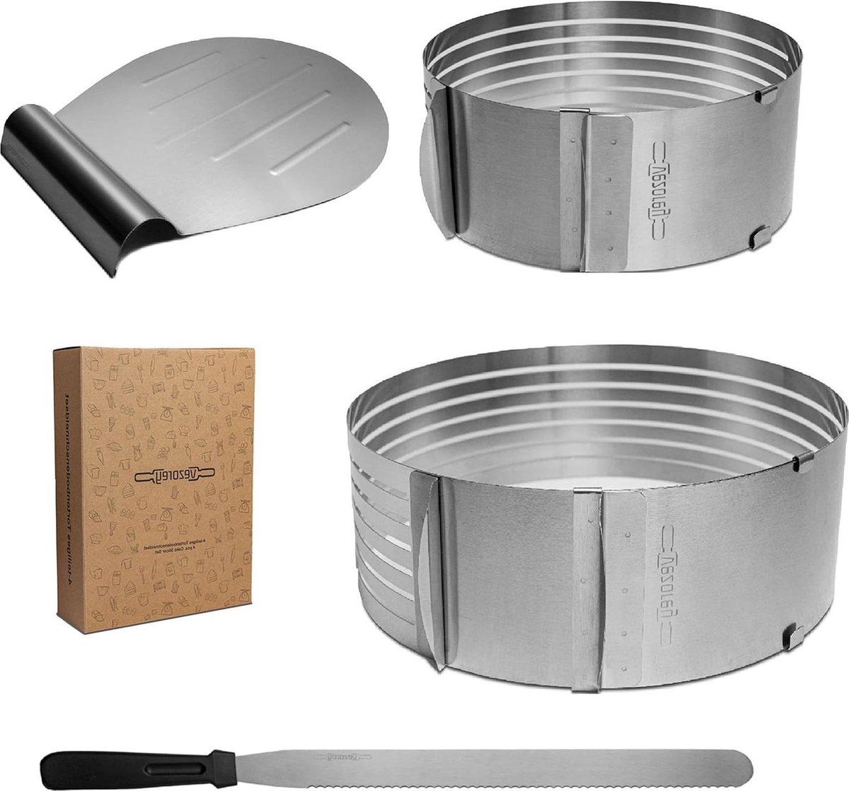 4-delige set taartsnijder & taartbodemsnijset taartschep taartmes taartbodem & taartverdeler snijhulp taart- en taartbodemsnijder 30 cm 16-30cm Taartsnijder