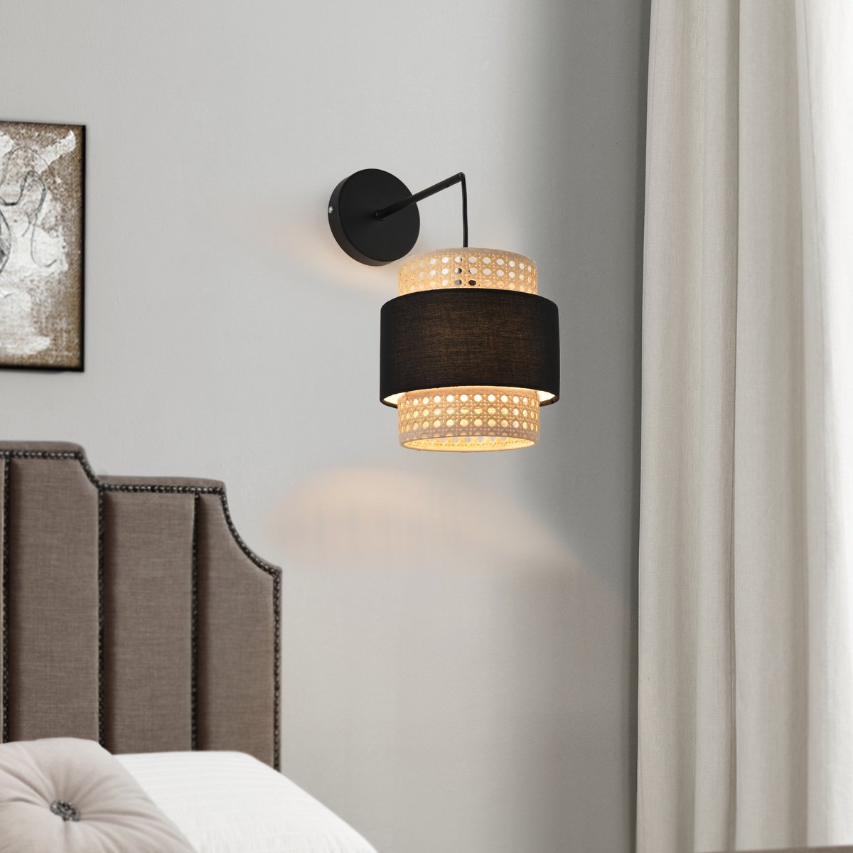 Wandlamp set van 3 Southampton 36x30x18 cm 3xE14 zwart en beige lux.pro