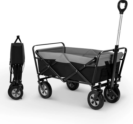 Foto: Eszenzics trendy bolderkar sep opvouwbaar 100ltr 80 kg 4 all terrain banden zwart grijs draaibaar multifunctioneel kinderen boodschappen picknick