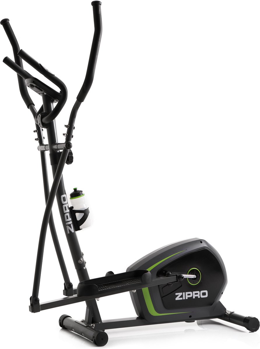Zipro Neon Magnetische Crosstrainer, Hartslagsensoren, Gemakkelijk te transporteren, Antislippedalen, Flessenhouder, Homegym, Stabiele structuur, Max. gebruikersgewicht 120 kg, zwart en groen