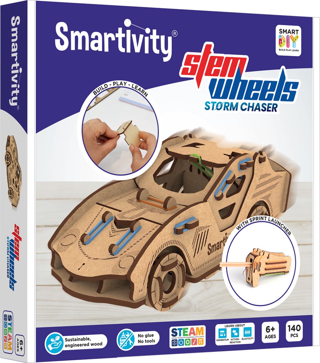 Smartivity mechanische storm chaser - houten 3d bouwpakket & tol-lanceringsmachine - duurzaam constructiespeelgoed & modelbouw - cadeau voor jong & oud - vanaf 8 jaar tot volwassen
