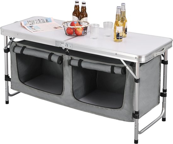 Inklapbare Tafel - Luxe Camping tafel - Picknick Tafel - Tactical Klaptafel - 120x47x69,5 cm - Vouwtafel - Outdoor - Reizen - 4 Personen - Zwart van Tactical — afbeelding 2