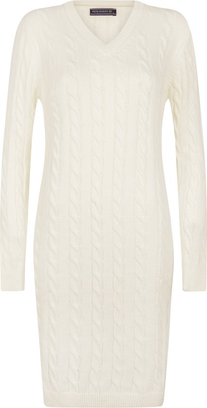 Felix Hardy Robe torsadée en maille épaisse avec col en V Damen, Ladies Ecru - M
