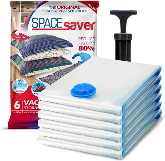 Foto: Spacesaver s space bags vacu m opbergzakken jumbo vacu m opbergzakken 6 pk bespaar 80 ruimte vacu mzakken voor dekbedden en dekens beddengoed compressieafdichting voor kastopslag pomp voor op reis