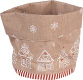 Clayre & Eef Corbeille à pain Ø 15x16 cm Marron Coton Rond Maison en pain d'épices