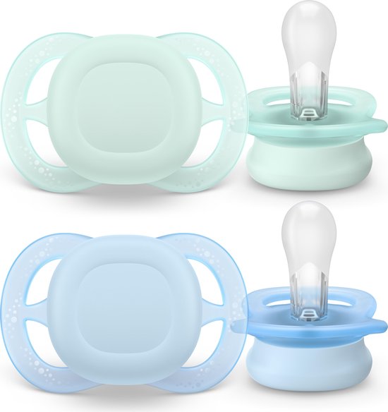 Philips Avent Ultra Start 0-2 maanden - 2 speentjes - groen/blauw – Voor pasgeboren baby’s SCF075/02
