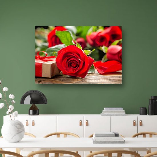 Rozen wanddecoratie - Bloemen schilderij - Glas schilderijen Lint - Schilderijen op glas industrieel - Plexiglas - Woonkamer accessoires acrylglas 75x50 cm