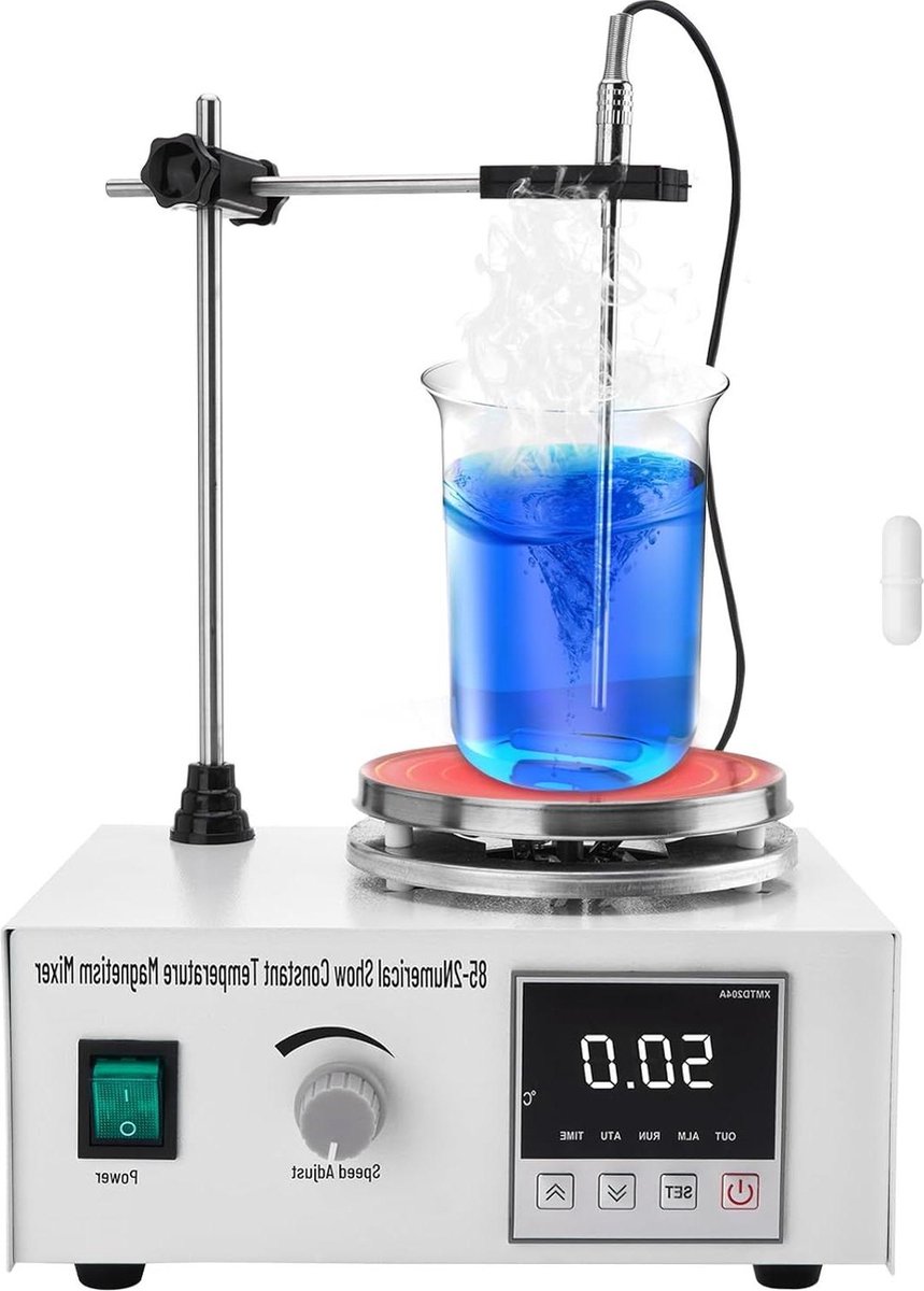 Magneetroerder met verwarmingsplaat 2400 rpm 99 °C 1 liter digitale laboratoriumroerder - temperatuursensor magnetische roerstaaf hot plate
