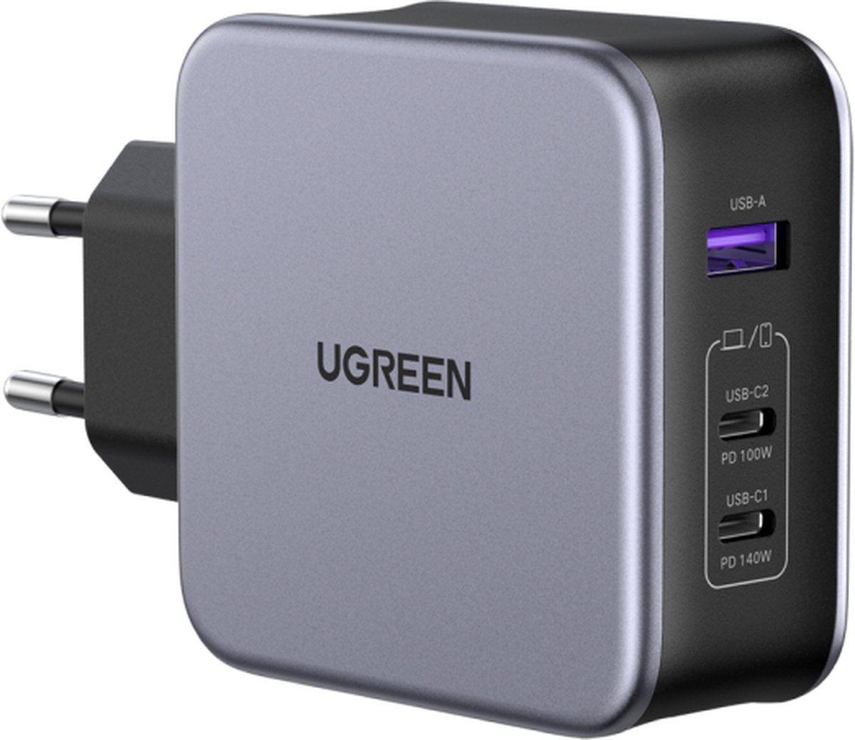 Chargeur Rapide GaN 140W USB-C - 4 Ports (3x USB-C + 1x USB-A), Compatible MacBook, IPhone, Ordinateur Portable