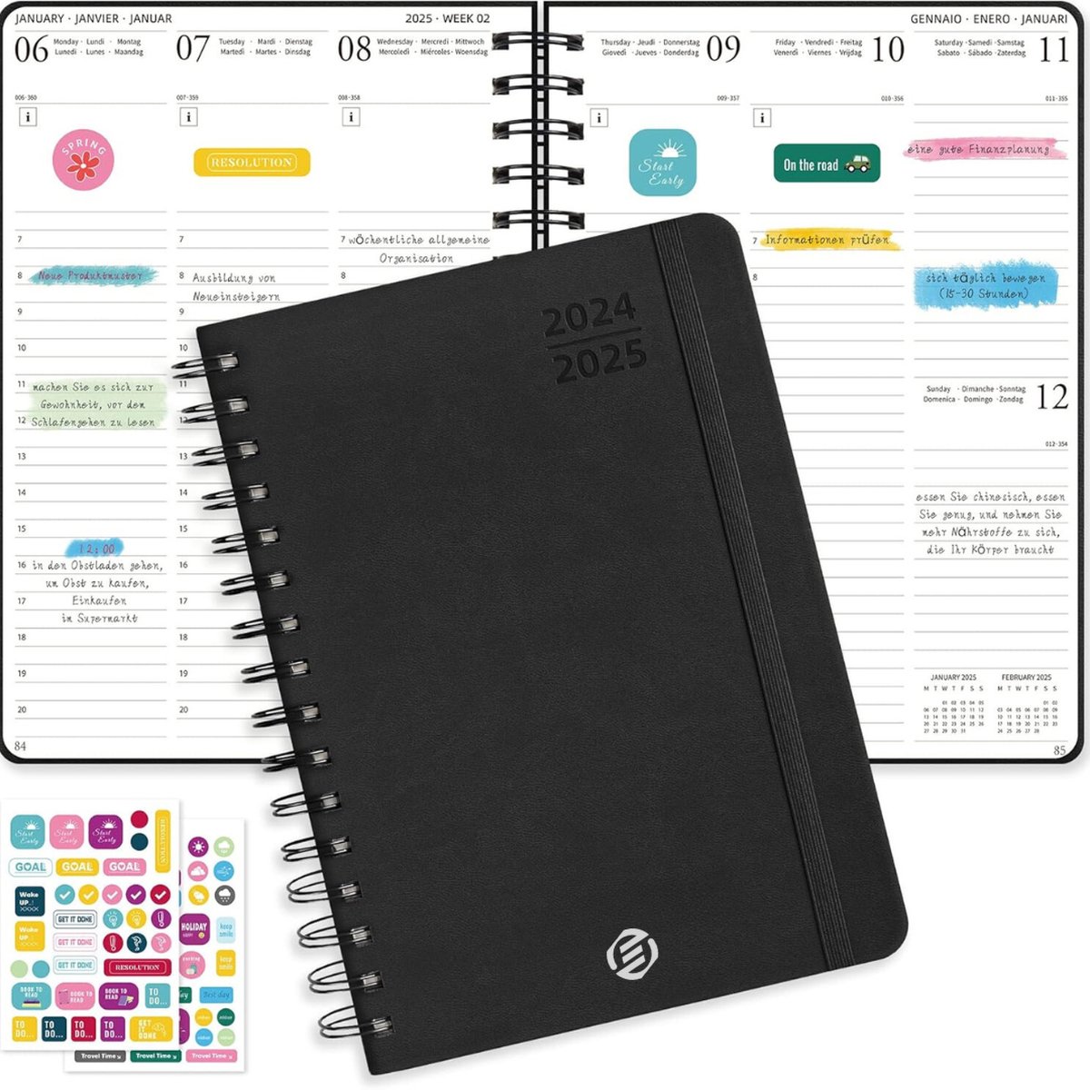 Equivera Weekplanner 2025 - Weekly Planner - Agenda - Kalender - Maandplanner - Famillieplanner