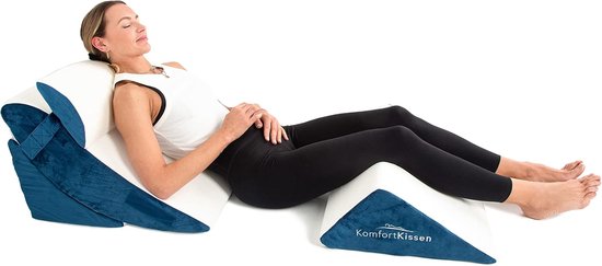 COSTWAY 6-delige orthopedische kussenset, traagschuimwigkussen met afneembare hoofdsteun, comfortabel en verstelbaar leeskussen, bedwigkussen, rugsteunkussen voor slapen en lezen