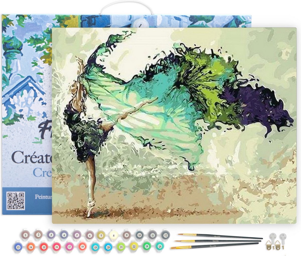 Figured'Art Schilderen op Nummer Volwassenen met lijst - Moderne Dansers - Handwerk acrylverf Kit DIY Compleet - 40x50cm Canvas al ingelijst