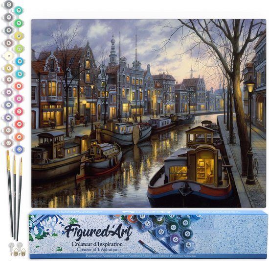 Figured'Art Schilderen op Nummer Volwassenen canvas Hondenportret in kleur - Handwerk acrylverf Kit DIY Compleet - 40x50cm zonder frame